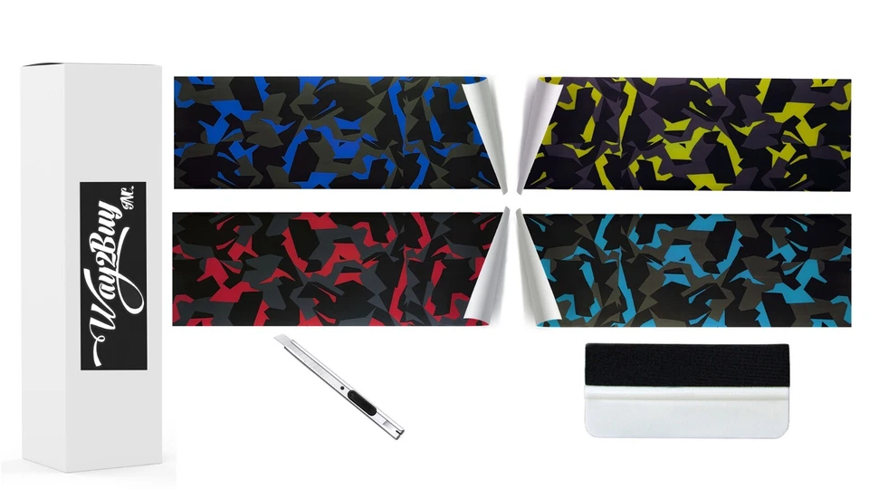 Way2BUY VINILO Geométrico Rojo Negro Gris BRILLANTE Camuflaje Coche Envoltura Liberación de Aire Foto 1 de 1