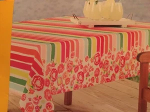 Mantel repelente al agua oblongo floral a rayas de verano de 60""x 102 - Imagen 1 de 3