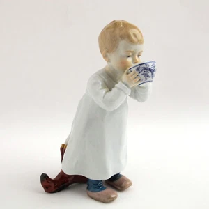 Meissen c1905 Hentschel's Children Boy Blue Onion Tea Bowl & Toy Horse Figurine - Picture 1 of 11