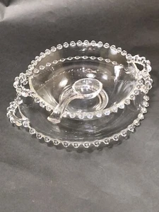 Vintage Imperial Candlewick Handled Mayonaisse Set Clear W/ Spoon Serving Bowl - Picture 1 of 5
