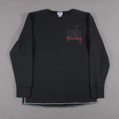 Vntg Hurley Shirt Mens XL Extra Large Black Long Sleeve Waffle Knit USA - Image 1 of 4