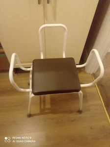 Perching Stool With Padded Seat and Safety Arms and Padded Back - Adjustable - Picture 1 of 4