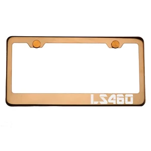 Rose Gold Chrome License Plate Frame LS460 Laser Etched Metal Screw Cap - Picture 1 of 8
