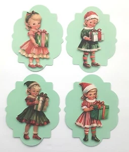 Christmas Elf Children Gifts Dimensional Card Front Scrapbook Embellishment 796 - Picture 1 of 5