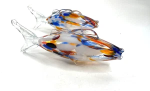 2 pesci in vetro di Murano lunghezza circa 24 cm colorati - Foto 1 di 5