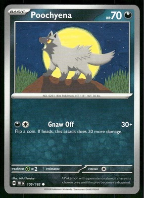 Poochyena 105/162 Common Normal NM Pokemon SV05: Temporal Forces - Image 1 of 2