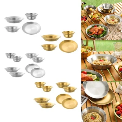 Stainless Steel Plates and Bowls Outdoor Tableware for Apartment RV Hiking - Image 1 of 2