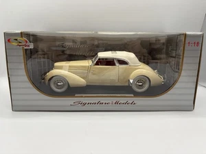 1936 Cord 810 Coupe Diecast Model Car Yellow Cream Top Red Interior 1/18 - Picture 1 of 7
