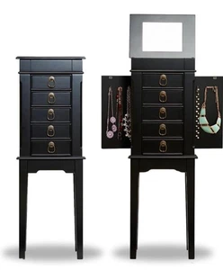 Kennedy Jewelry Armoire Modern Wood Storage Organizer, Hooks ,5 Drawers OPEN BOX - Picture 1 of 9