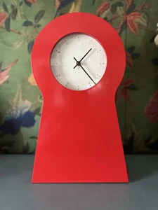 IKEA 1999 Red Keyhole Clock Shelf Metal Vintage Contemporary MCM 90’s Retro Y2K - Picture 1 of 12