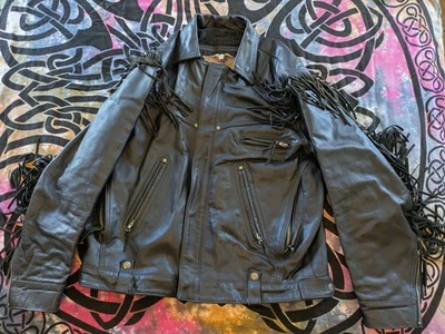 Chaqueta de motocicleta Harley-Davidson para hombre de cuero con flecos en relieve XXL hecha en EE. UU. Foto 1 de 4