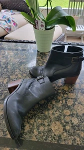  14th and Union Black Leather Buckle Heeled Booties size 4.5M  94431673 - Picture 1 of 10