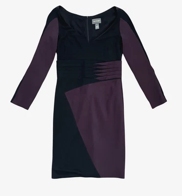 Zac Posen Women's 100% Silk Sheath Cocktail Dress Midi Two-Tone Luxury Black 10 - Image 1 of 4