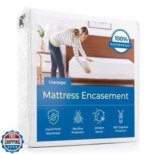 Linenspa Zippered Mattress Encasement – Queen Size Waterproof Mattress Protec - Picture 1 of 5