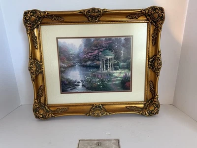 Impresión artística certificada Thomas Kinkade Garden of Prayer sin resplandor bellamente enmarcada Foto 1 de 4