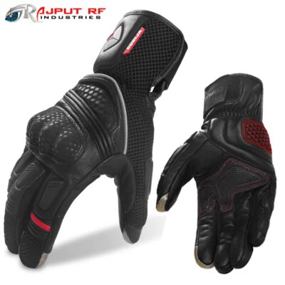 Motorcycle Racing Touchscreen Leather Gloves Men Women Motorbike Riding Gloves - Image 1 of 4