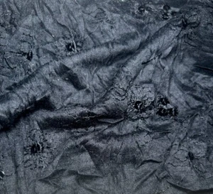 Sequin Embroidered Jersey Fabric Crinkled Black Colour 49"Wide 2 Way Stretch - Picture 1 of 6