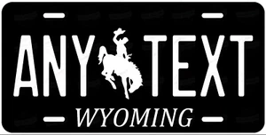 Wyoming Black License Plate Tag Auto Car ATV Bicycle Bike Keychain Fridge Magne - Picture 1 of 7