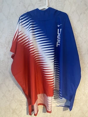 NIKE TEAM USA MARATHONER RACE HOODED REPEL PONCHO JACKET UNISEX S/M BLUE - Image 1 of 4