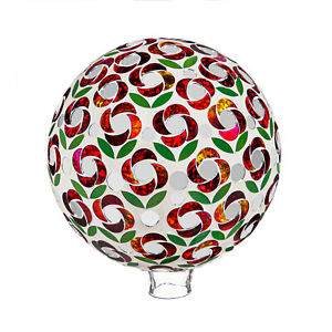 Gazing Ball Mosaic Glass Globe 10" Red Green