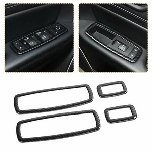 Car Window Lift Switch Button Frame Trim for Dodge Charger 2011-19 Carbon Fiber - Picture 1 of 7