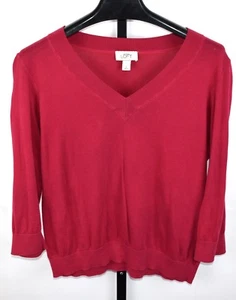 Ann Taylor LOFT VNeck Sweater Size XL Raspberry Pink Pullover Top - Picture 1 of 5