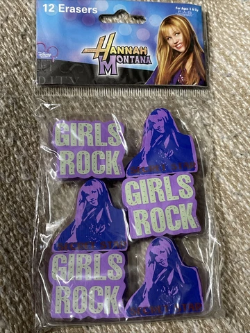 Vintage Hannah Montana ERASERS Miley Cyrus Disney Collection Girls Rock 12 Pack Cover