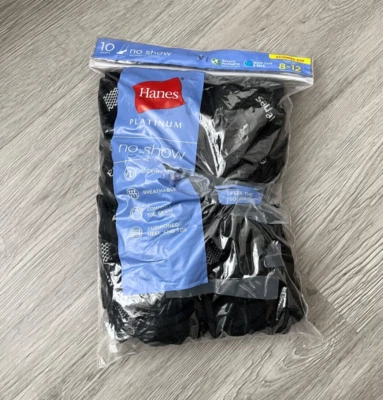 Paquete de 6 calcetines Hanes para mujer No Show - negros talla extendida 8-12 Foto 1 de 3