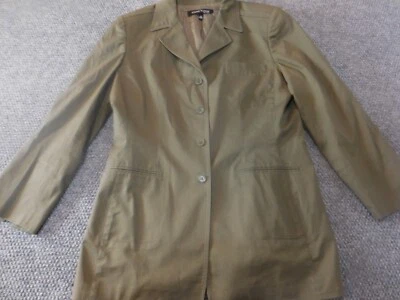Anne Klein Mujer Chaqueta 12 Verde Gabardina Botón Clásico Elástico Foto 1 de 4
