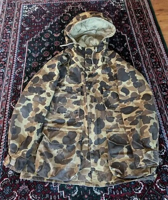(Sz. L) VINTAGE! Columbia Delta Marsh Duck Camo Hunting Coat Hooded INSULATED - Image 1 of 4