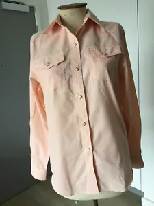 VINTAGE pale Apricot BRIGALOW cowgirl Shirt SIZE 8 Polycotton Diamond Stud - Picture 1 of 8