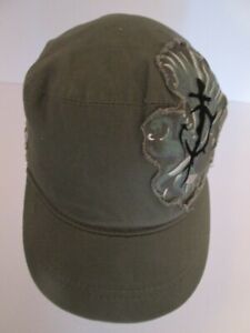 D & Y embelished cap with dragon/sword & silver studs ~ elastic back OSFA Womens