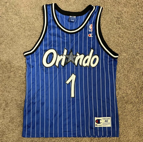 Penny Hardaway Orlando Magic Champion Pinstripe Blue Vintage Jersey 40 NBA Cover
