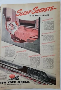  1946 New York Central Railroad Sleep Secrets mujer cama vintage color anuncio - Imagen 1 de 1