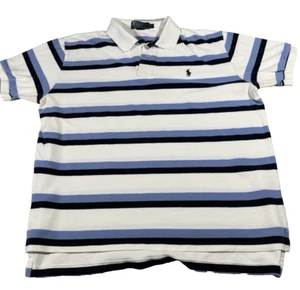 CLASSIC POLO RALPH LAUREN STRIPED POLO SHIRT WHITE BLUE MENS XL - Picture 1 of 8