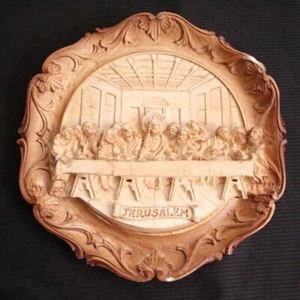 Vintage Wall Plaque Jerusalem Plate Carving Art Handmade Sculpture Signed Rare - Picture 1 of 6