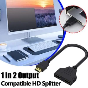 HDMI Splitter Adapter Cable 1 Input 2 Output for Office monitor pc laptop ❁UK - Picture 1 of 14