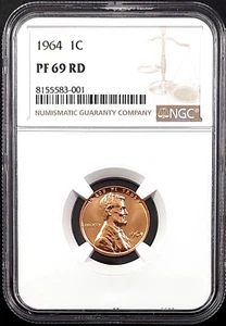 1964 Proof Lincoln Cent certified PF 69 RD by NGC! sku 83001 - Picture 1 of 4