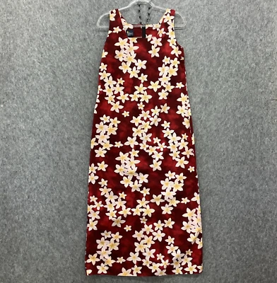 Royal Creations Hawaiian Sheath Maxi Dress Womens Large Red Floral Sleeveless - Image 1 of 4