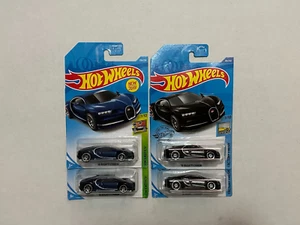 Hot Wheels Factory Fresh & HW Exotics - 16 Bugatti Chiron - Blue(x2) & Black(x2) - Picture 1 of 11