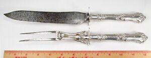 Antique 1895 Reed & Barton La Marquise Sterling Silver Carving Knife Fork As-Is