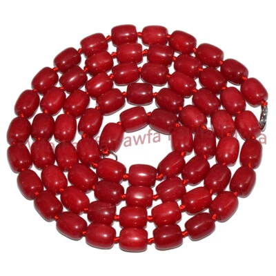 Ожерелье ручной работы из натурального красного нефрита 9x11 мм цилиндр с драгоценными камнями 18–60 дюймов - Изображение 1 из 4