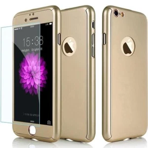 COQUE iPHONE 6 6S (4"7) INTEGRALE FULL OR + 1 FILM TRANSPARENT EN VERRE TRÉMPE - Photo 1 sur 1