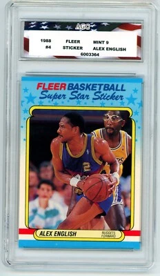 Pegatina Fleer 1988 #4 Alex English AGC 9 como nueva Denver Nuggets Foto 1 de 2