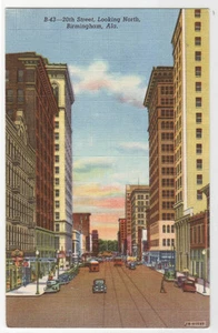 20th Street Birmingham Alabama 1952c linen postcard - Picture 1 of 1