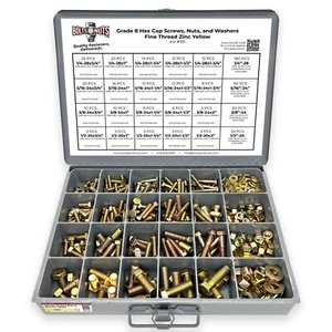 Assortimento giallo viti a tappo esagonale grado 8 lavatrici dadi filo sottile zinco - 575 pezzi - Foto 1 di 5