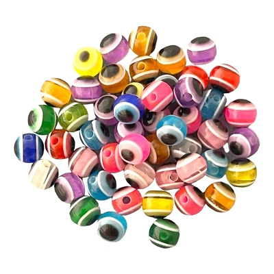 50 pcs Evil Eye Beads Colorful Assorted Nazar Eyes Round Resin Arts Crafts 6mm - Image 1 of 3