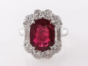 Awesome 4.10 CT Red Ruby & White CZ 935 Silver Women's Anniversary Fabulous Ring - Picture 1 of 6