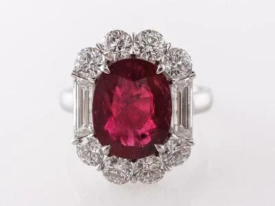 Awesome 4.10 CT Red Ruby & White CZ 935 Silver Women's Anniversary Fabulous Ring - Image 1 of 4