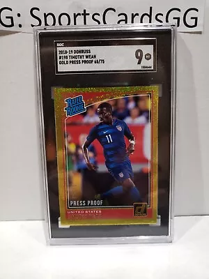 2018 Panini Donruss TIMOTHY WEAH GOLD Rookie RC /75 Tim USA USMNT SGC 9 MINT - Image 1 of 2